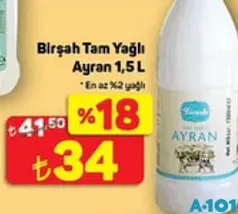 BİRŞAH TAM YAĞLI AYRAN 1,5 L